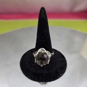 Mid Century STERLING SilverFaceted Smoky Topaz Vintage Ring
